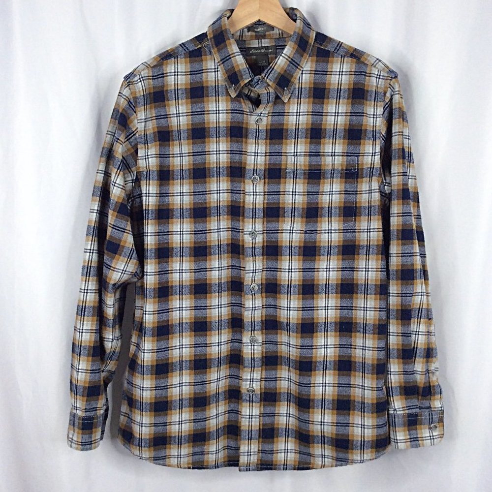 Eddie Bauer Shirt Mens Size‎ Medium Plaid Flannel Button Down Long Sleeve